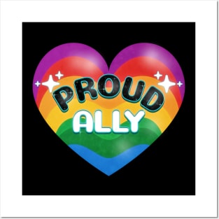 PRIDE Month Proud Ally Rainbow Pride Heart Posters and Art